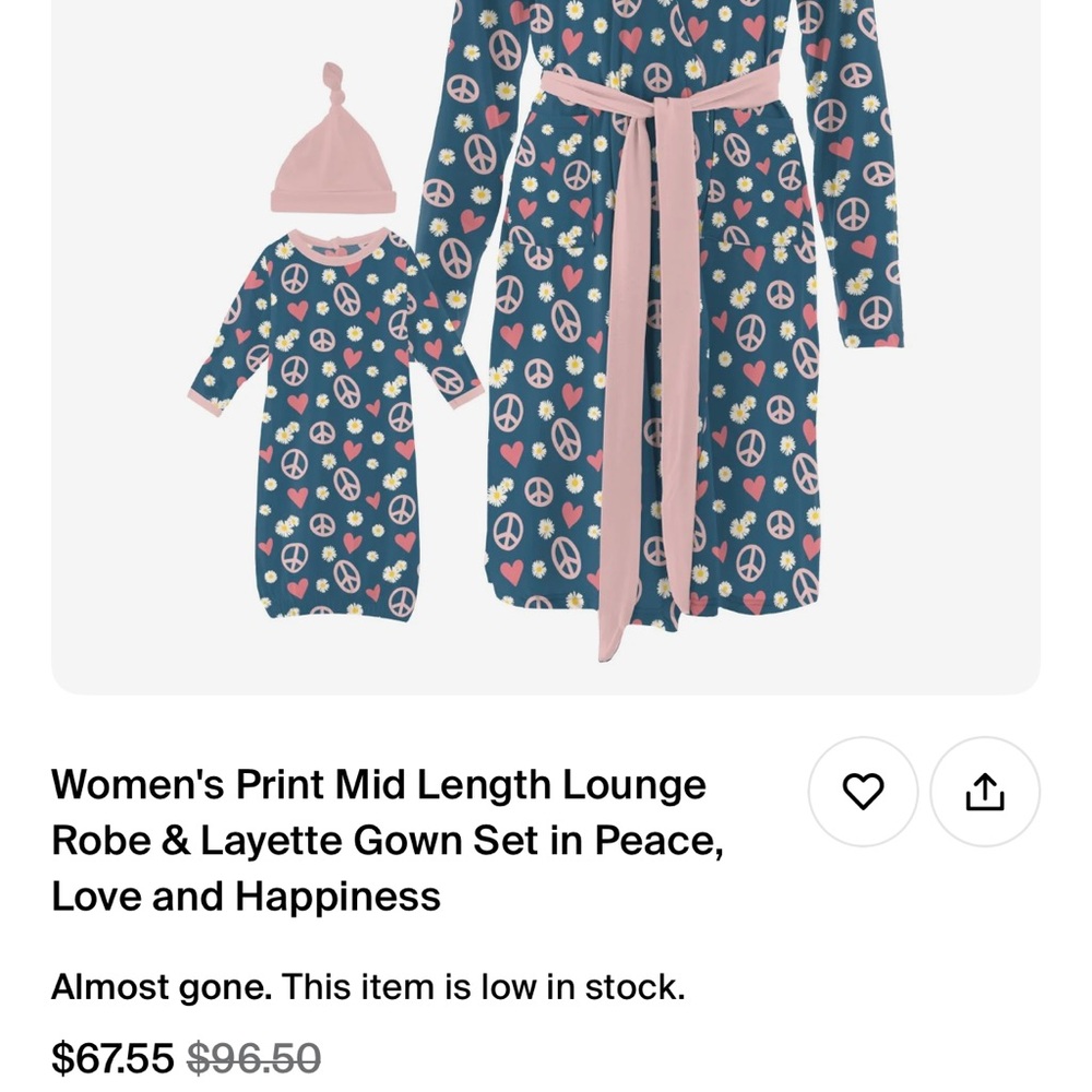 Peace and Love Kids Pajama Set - Blue and Pink